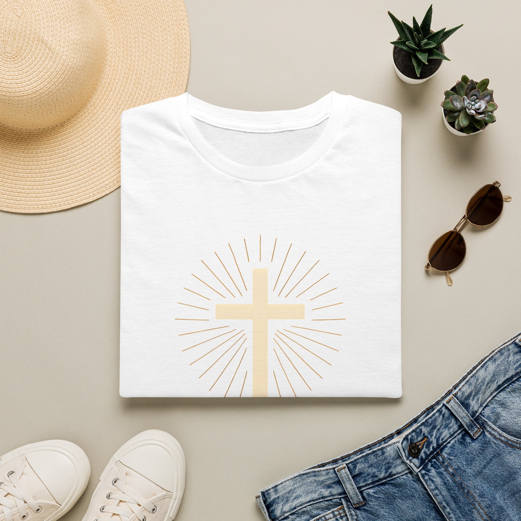 Radiant gold cross T-Shirt