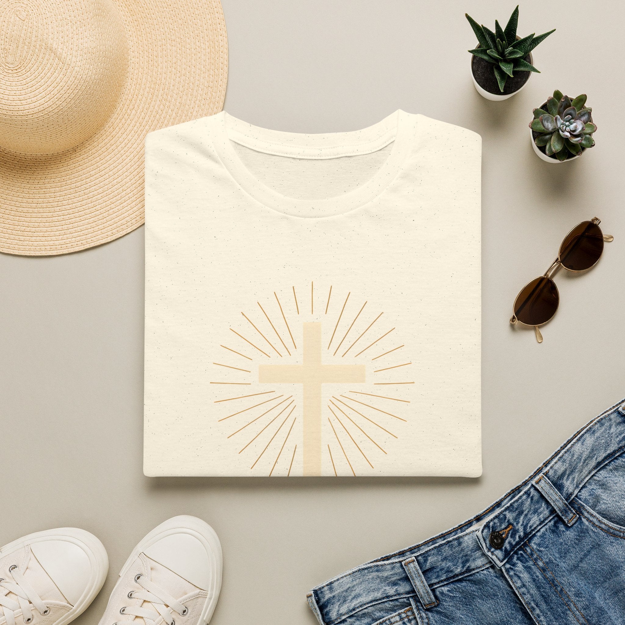 Radiant gold cross T-Shirt